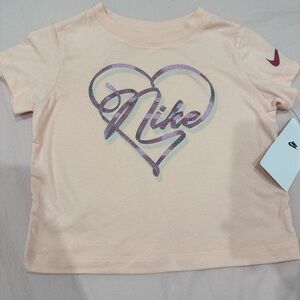 Nike Kids Heart Logo Tee - Cream and Purple